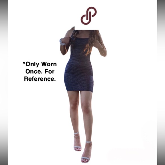 Papaya Navy Blue Glitter Mini Dress - Picture 5 of 5